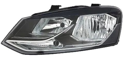 Phare Optique avant gauche pour VOLKSWAGEN POLO V phase 2, 2014-2017, COMFORTLINE/HIGHLINE, H7+H7, fond noir, Neuf