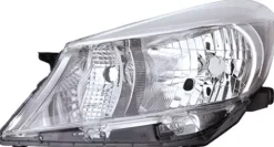 Phare Optique avant gauche pour TOYOTA YARIS III phase 1, 2011-2014, H4, fond chromé, contour gris, Neuf