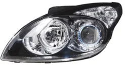 Phare Optique avant gauche pour HYUNDAI i30 I phase 1 2007-2010, H7+H1, corps noir, Neuf