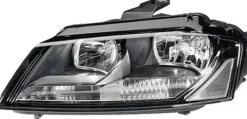 Phare Optique avant gauche pour AUDI A3 II ph.3 (3 portes) 2008-2012, H7+H7, noir, Neuf