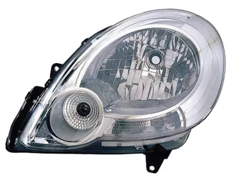 Phare Optique avant gauche pour RENAULT KANGOO II phase 1, 2008-2013, H4, chromé, Neuf