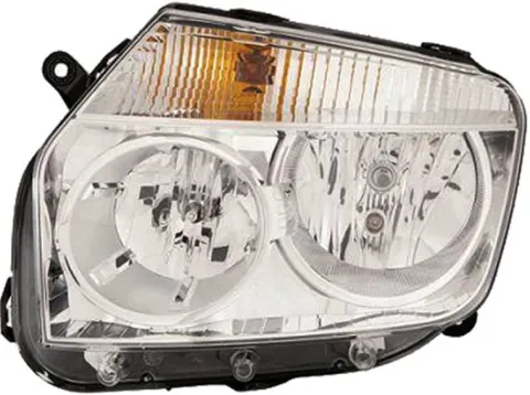 Phare Optique avant gauche pour DACIA DUSTER I phase 1, 2010-2013, H7+H1, fond chromé, Neuf