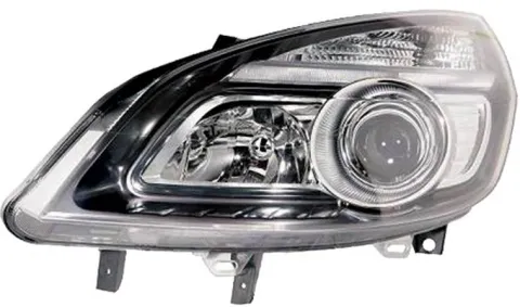 Phare Optique avant gauche pour RENAULT SCENIC II phase 2, 2006-2009, H7+H1, fond noir, Neuf