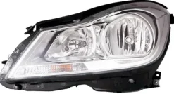 Phare Optique avant gauche pour MERCEDES (W204) CLASSE C ph. 2 2011-2014, H7+H7, Corps chromé
