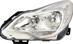 Phare Optique avant gauche pour OPEL CORSA D phase 2, 2011-2014, H1+H7, fond chromé, Neuf