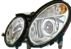 Phare Optique avant gauche électrique pour MERCEDES CLASSE E (W211) de 2002 à 2006, H7+H7, Neuf