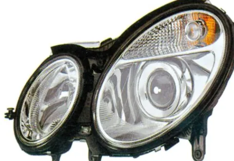 Phare Optique avant gauche électrique pour MERCEDES CLASSE E (W211) de 2002 à 2006, H7+H7, Neuf