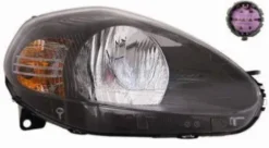 Phare Optique avant droit pour FIAT GRANDE PUNTO depuis 06/2008, avec parabole noire, connecteurs violets,H4, Neuf