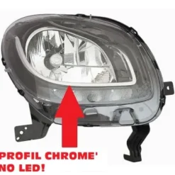 Phare Optique droit pour SMART FORTWO 2014-2019, H4, feu diurne LED, Neuf