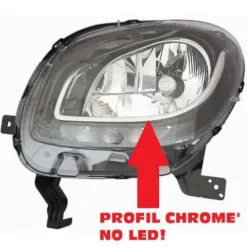Phare Optique gauche pour SMART FORTWO 2014-2019, H4, feu diurne LED, Neuf