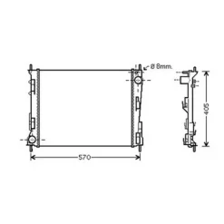 Radiateur de refroidissement moteur pour RENAULT TWINGO II ph.1 2007-2011, OEM: 8200448553, Neuf