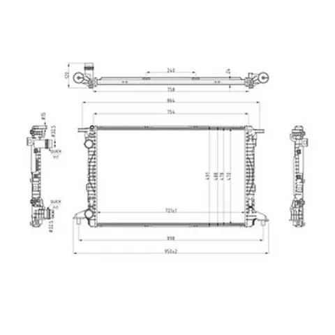 Radiateur de refroidissement moteur pour AUDI A6 IV ph.2 2016-2018, OEM: 8W0121251AK, Neuf