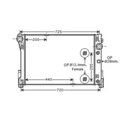 Radiateur de refroidissement moteur pour MERCEDES CLASSE E 2009-2012 (W212), OEM: 2045000403, Neuf