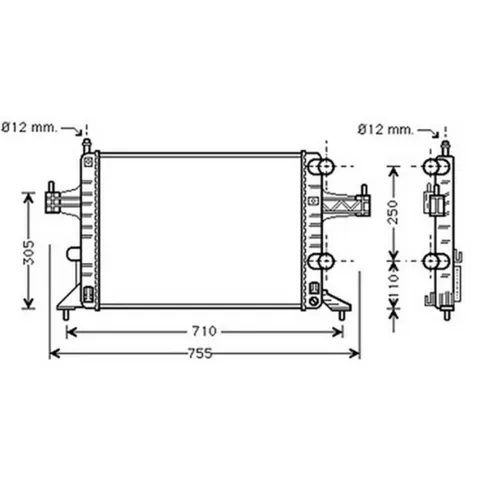 Radiateur de refroidissement moteur pour OPEL CORSA C ph.1 2000-2003, OEM: 1300236, Neuf