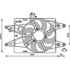 Ventilateur Radiateur moteur pour FIAT DOBLO I ph.1 2001-2005, OEM: 46759753, Neuf