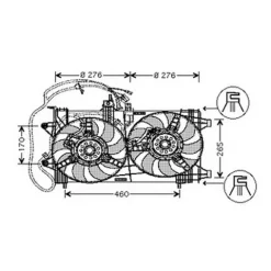 Ventilateur Radiateur moteur pour FIAT PUNTO II ph.1 1999-2003, OEM: 46524624, Neuf