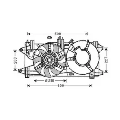 Ventilateur Radiateur moteur pour FIAT DOBLO I ph.2 2006-2010, OEM: 51738799, Neuf
